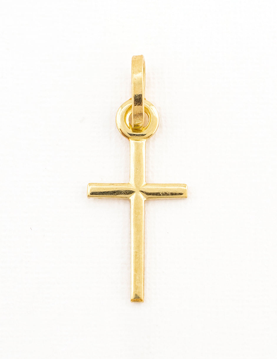 Dije Cruz Lisa en Oro 14k