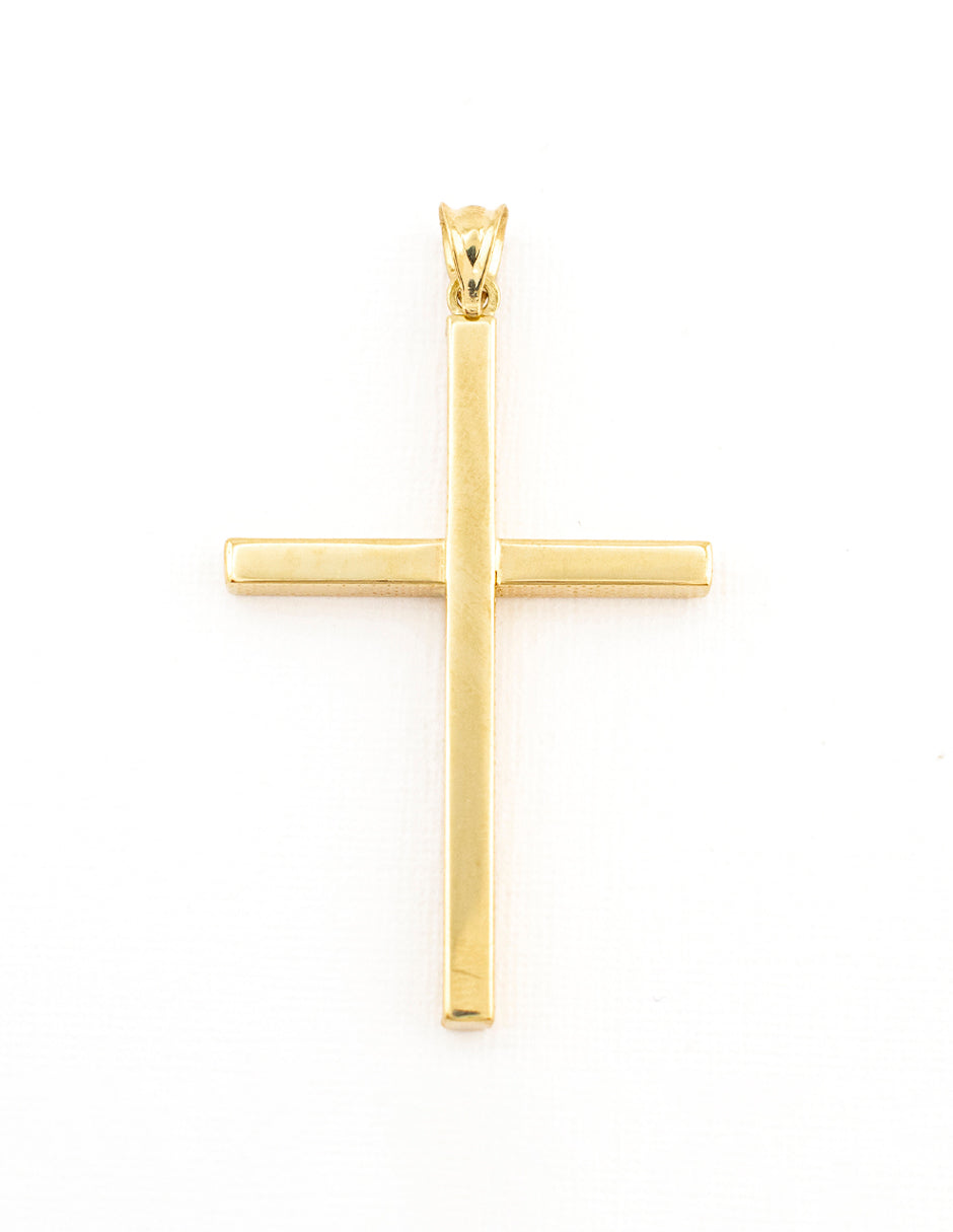 Dije Cruz Lisa en Oro 14k
