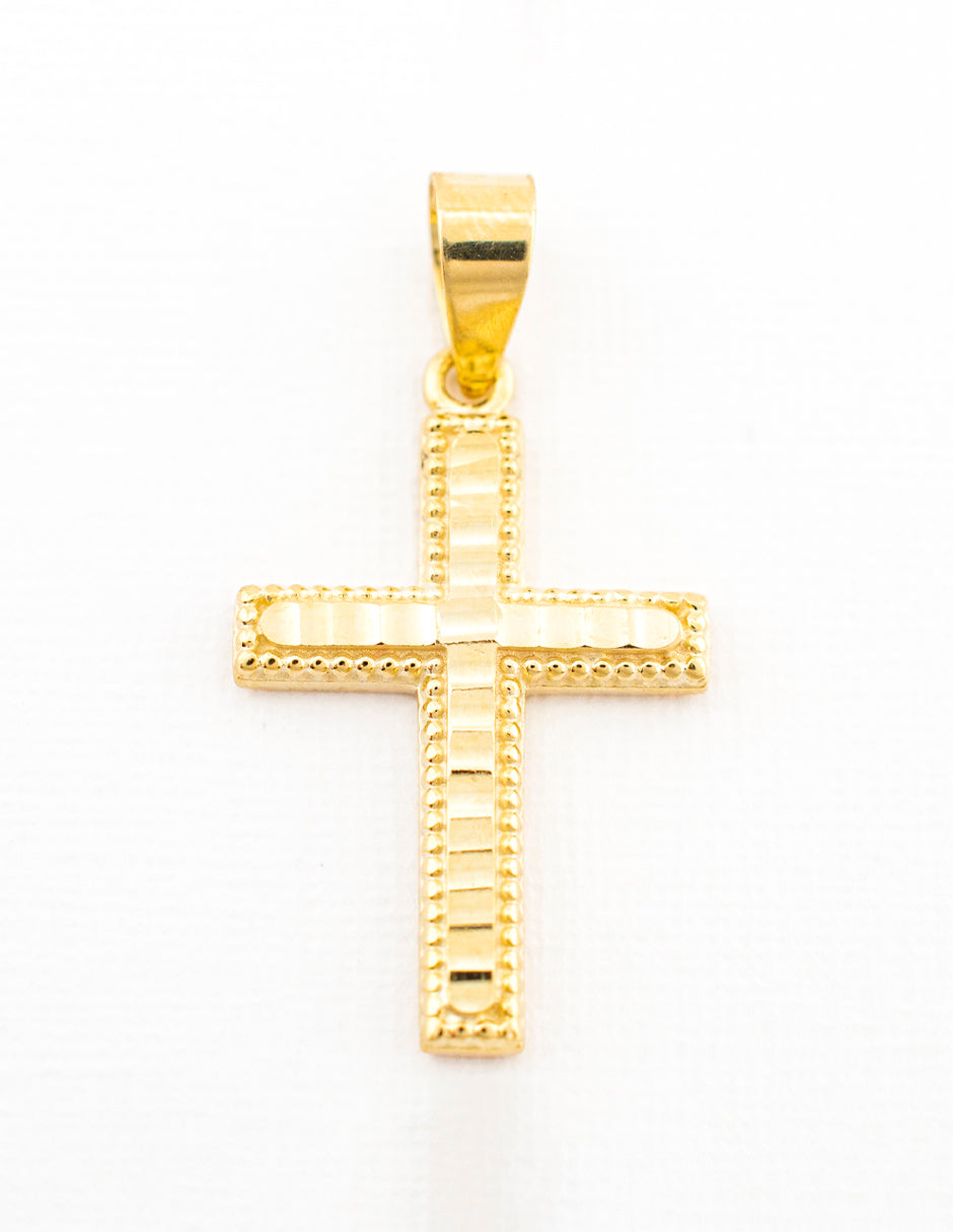 Dije Cruz Detalles Cincelados en Oro 14k