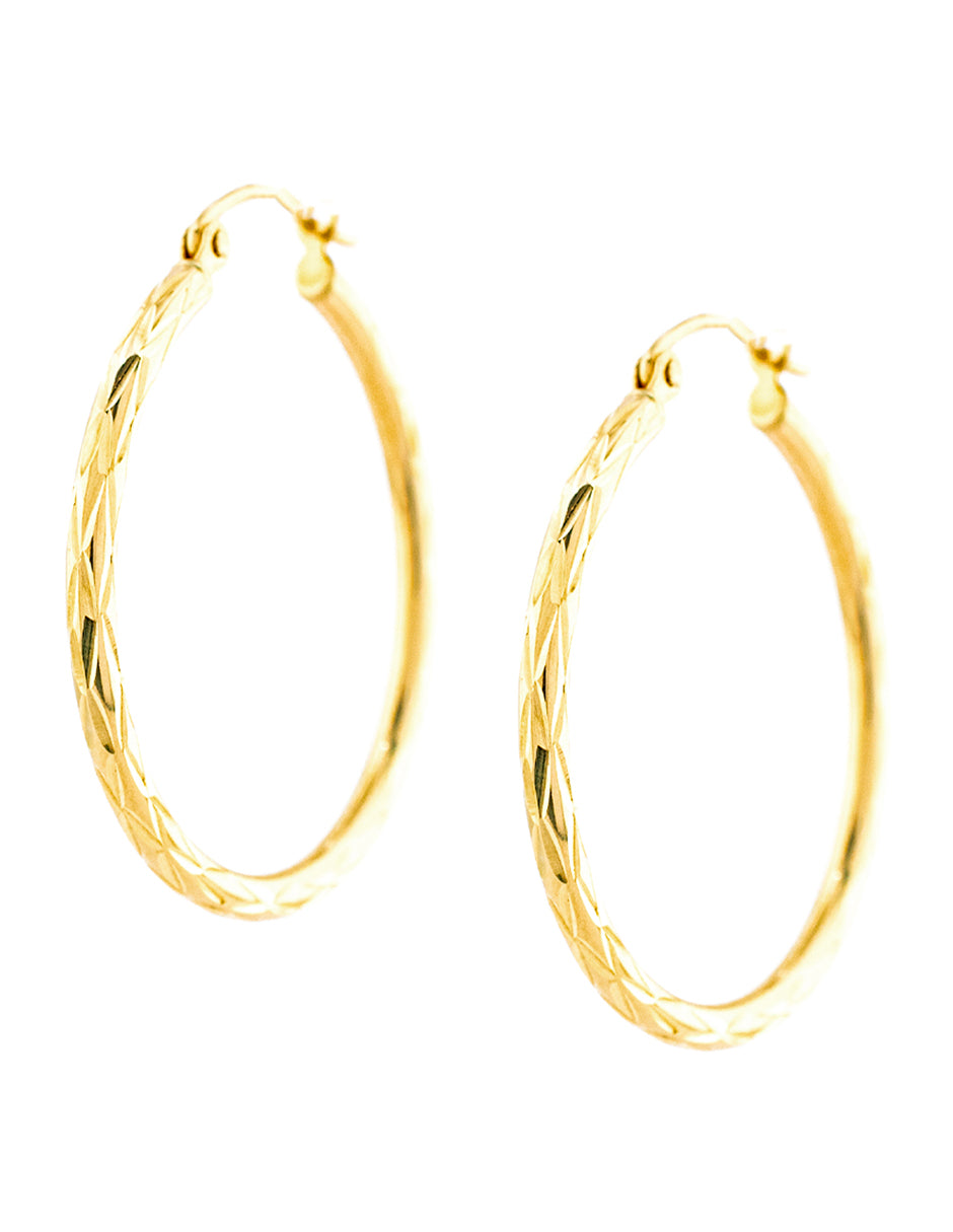 Arracada Cincelada en Oro 14k