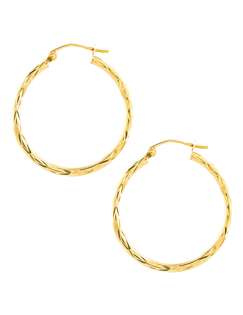 Arracada Cincelada en Oro 14k