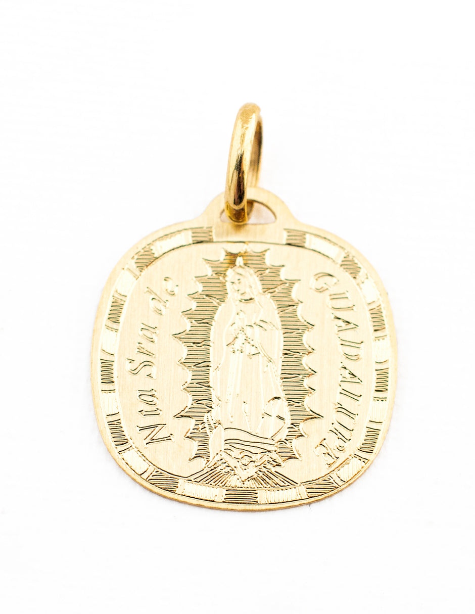 Medalla Virgen de Guadalupe Grabado Oro 14k