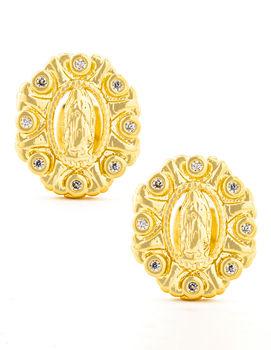 Broquel Virgen Zirconias en Baño de Oro