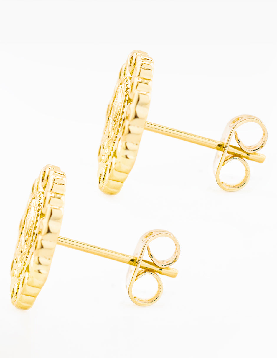 Broquel Virgen Zirconias en Baño de Oro