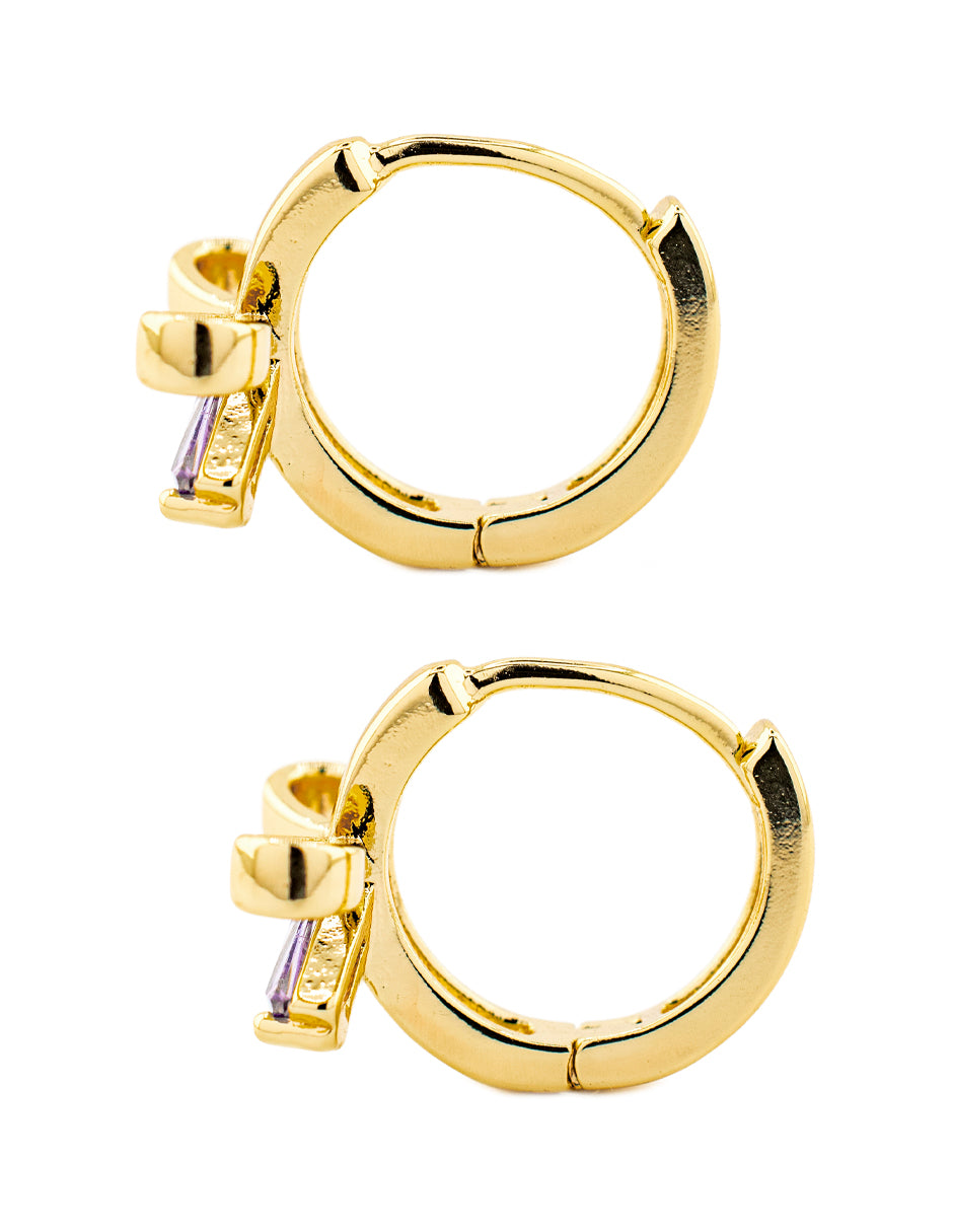 Huggie Moño con Zirconia Baño de Oro