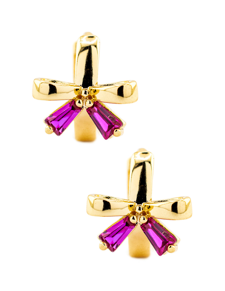 Huggie Moño con Zirconia Baño de Oro