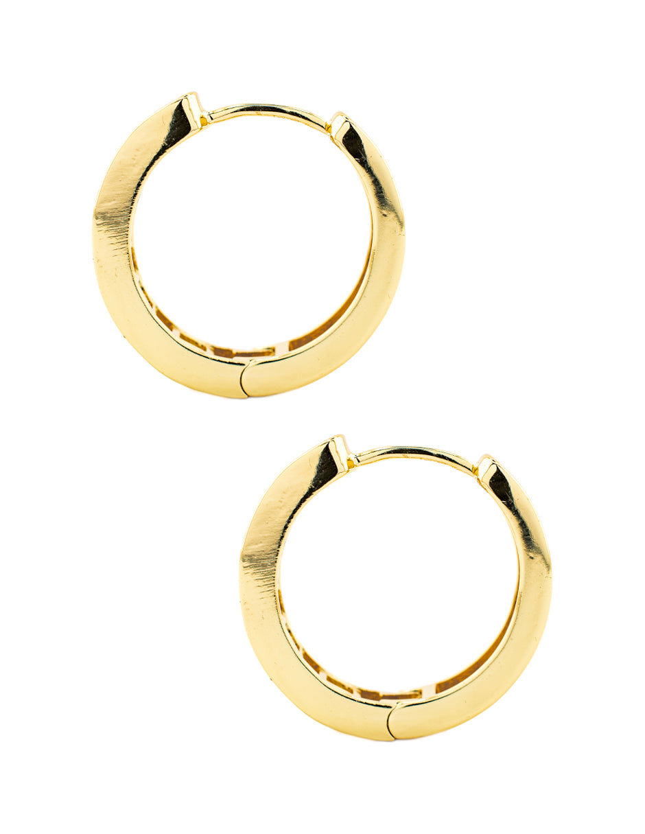 Huggie con Zirconias Cuadradas Multicolor Baño de Oro