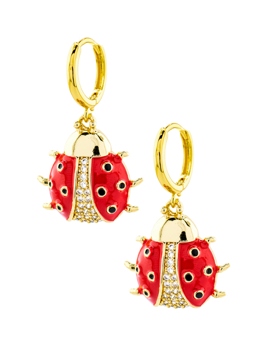 Arete de Catarina Esmaltada con Zirconias en Baño de Oro