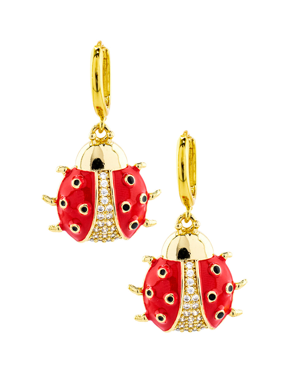 Arete de Catarina Esmaltada con Zirconias en Baño de Oro