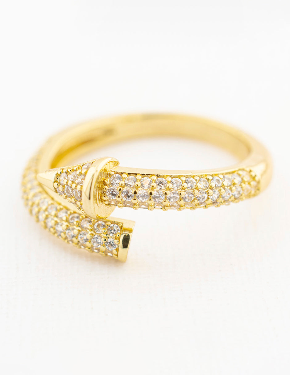 Anillo Tornillo Zirconia en Baño de Oro