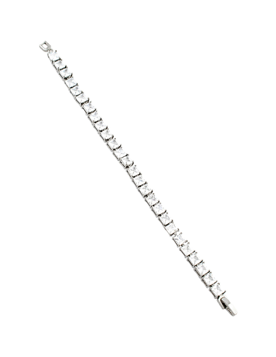 Pulsera de Tenis Triple Línea Zirconia Baño de Rodio