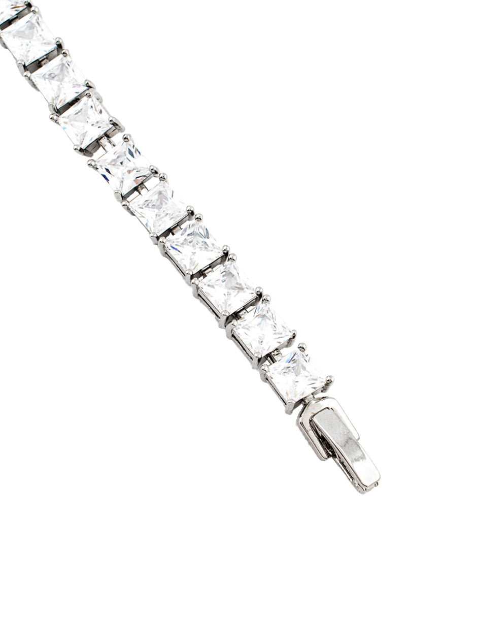 Pulsera de Tenis Triple Línea Zirconia Baño de Rodio