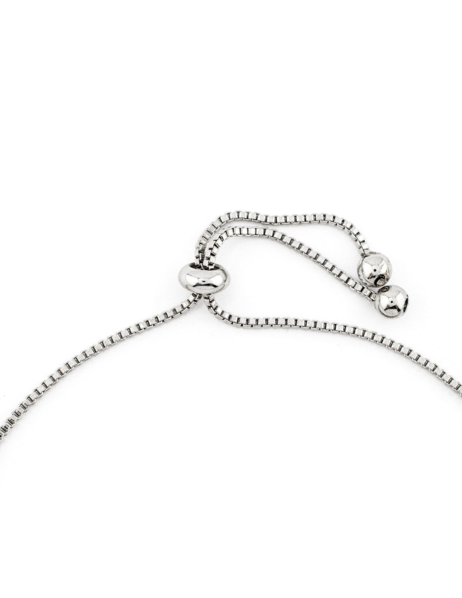 Pulsera Ajustable de Gotas Zirconias en Chapà de Rodio