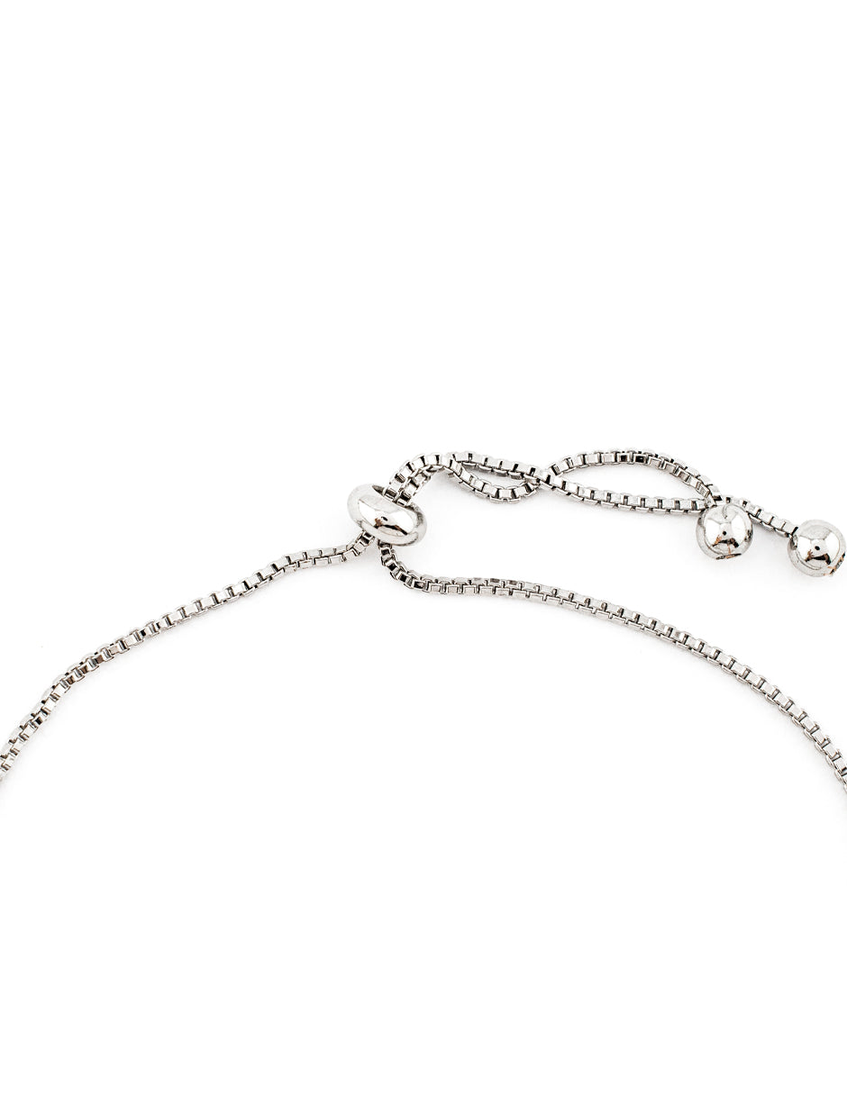 Pulsera Ajustable Corazones con Zirconias Baño de Rodio