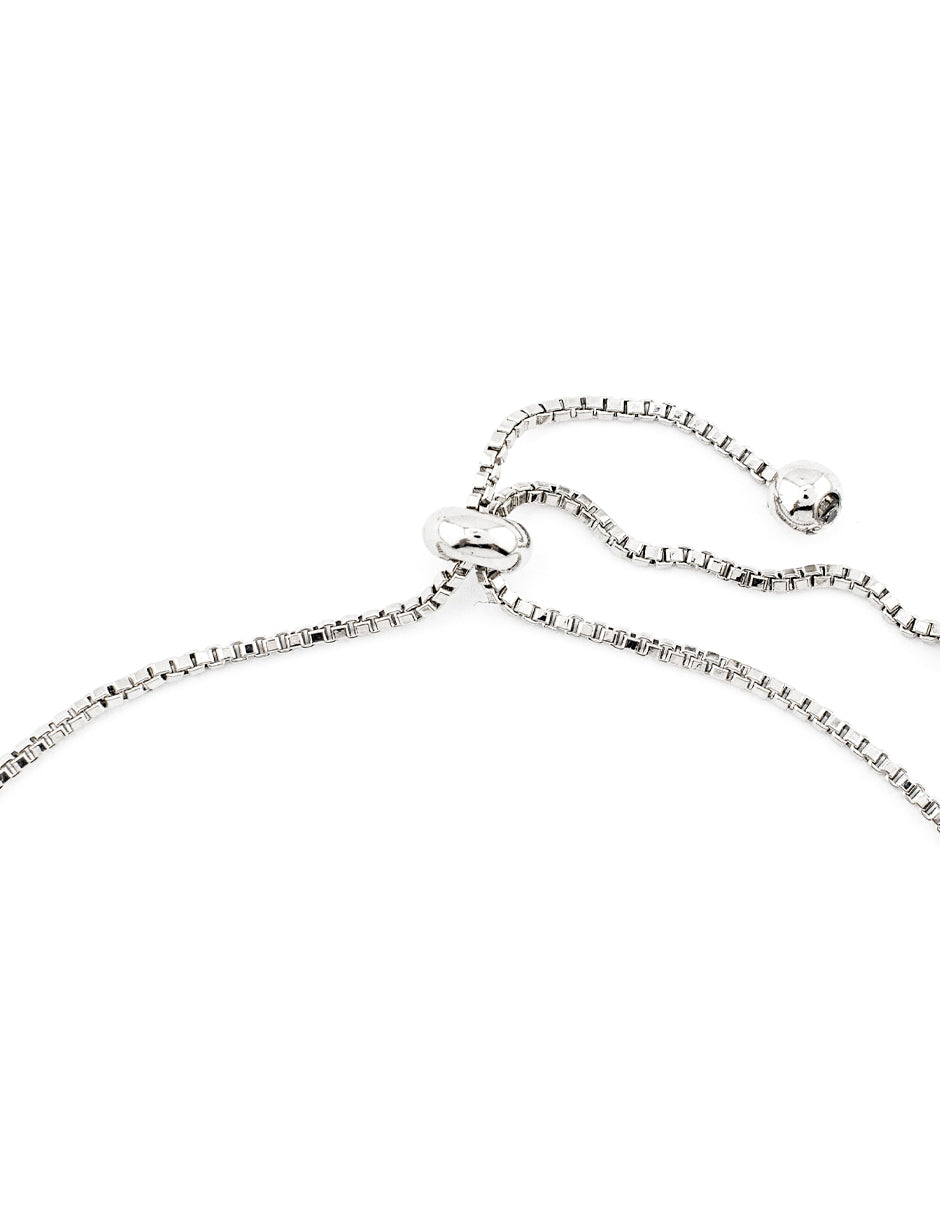 Pulsera Ajustable Corazón con Zirconias Baño de Rodio