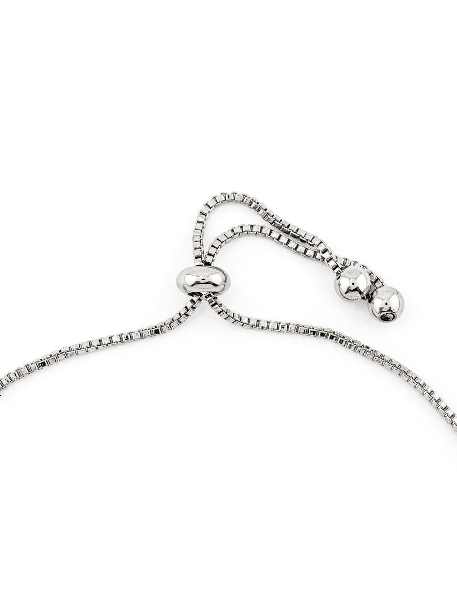 Pulsera Ajustable Zirconias Cuadradas Baño de Rodio