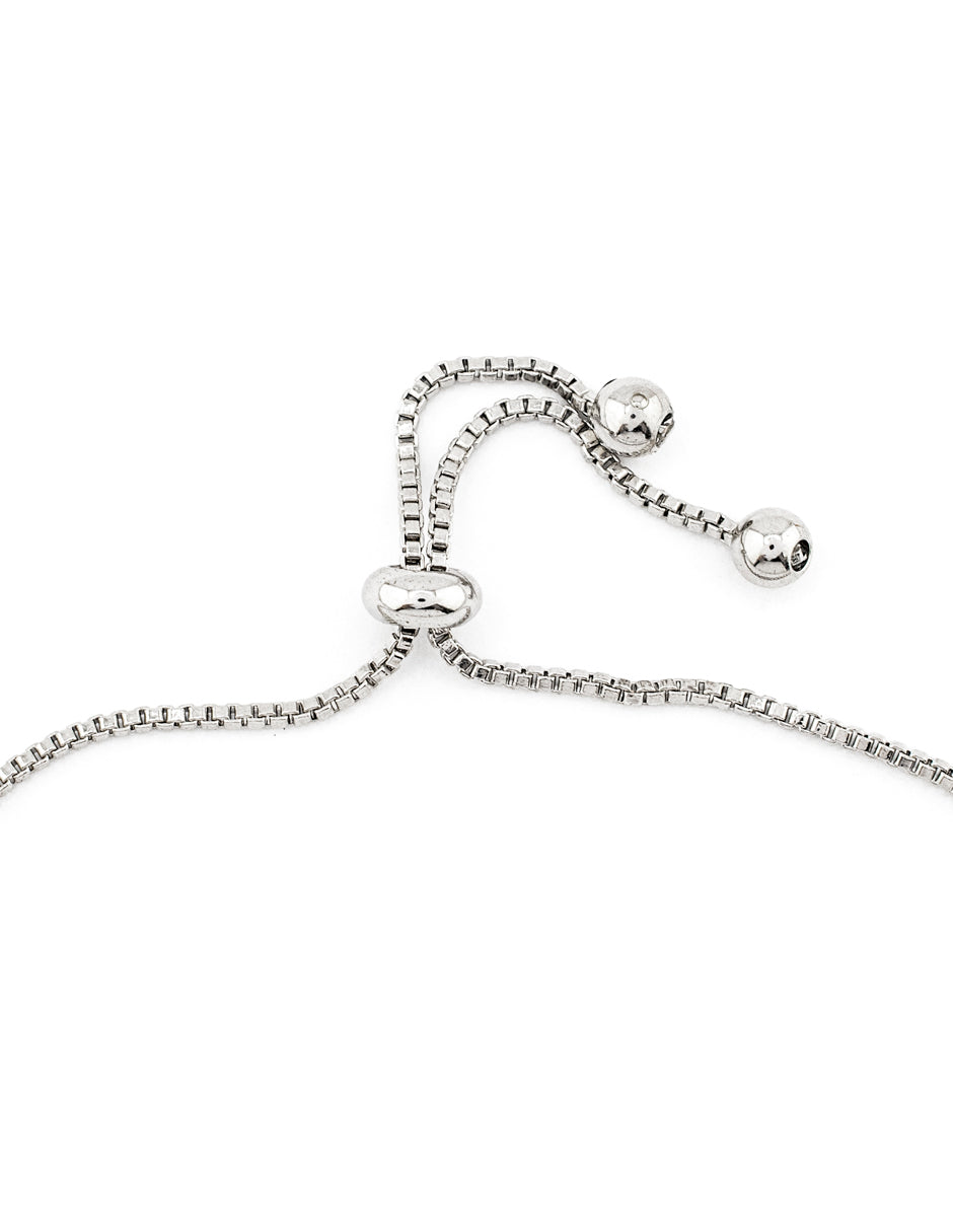 Pulsera Ajustable Con Zirconias Triangulares Baño de Rodio