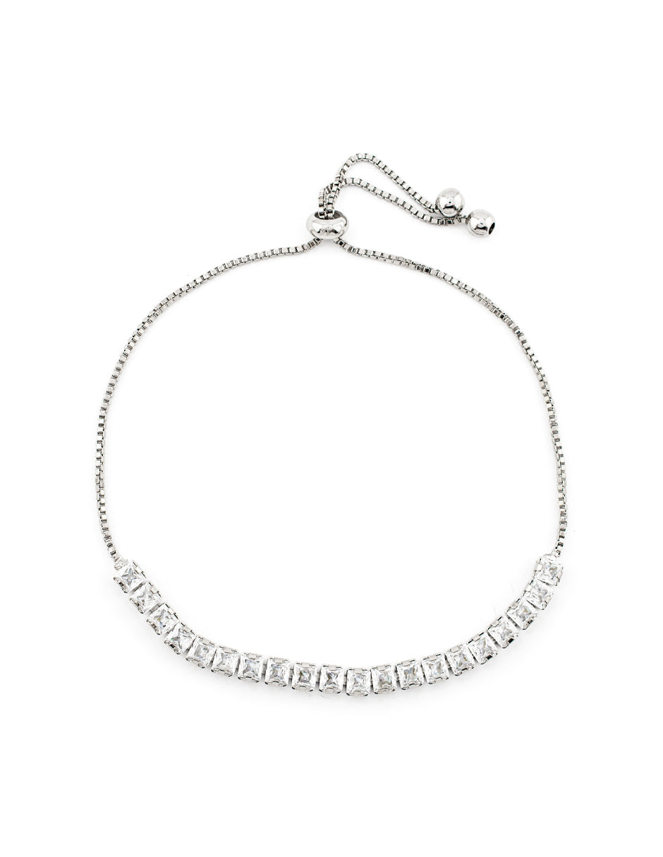 Pulsera de Tenis Ajustable Baño de Rodio