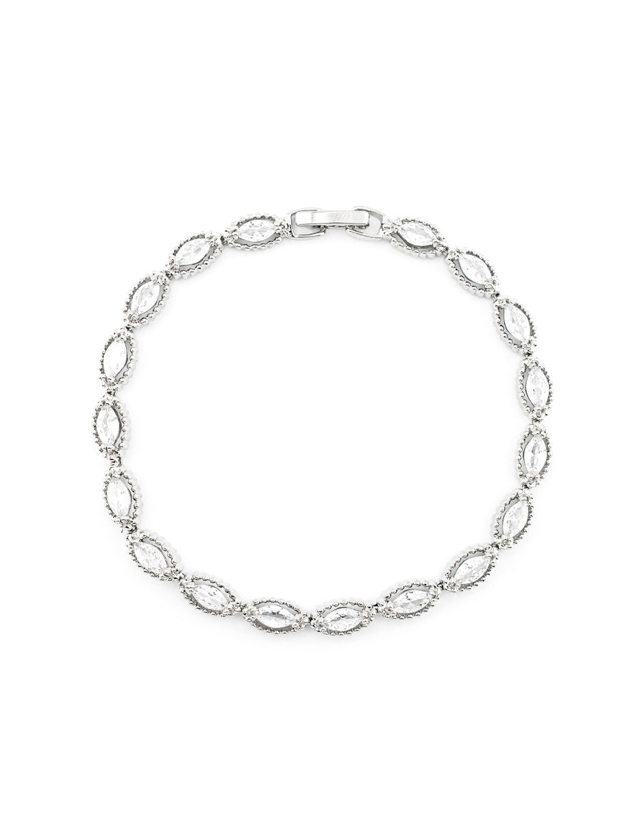 Pulsera con Zirconia Rombos Baño de Rodio