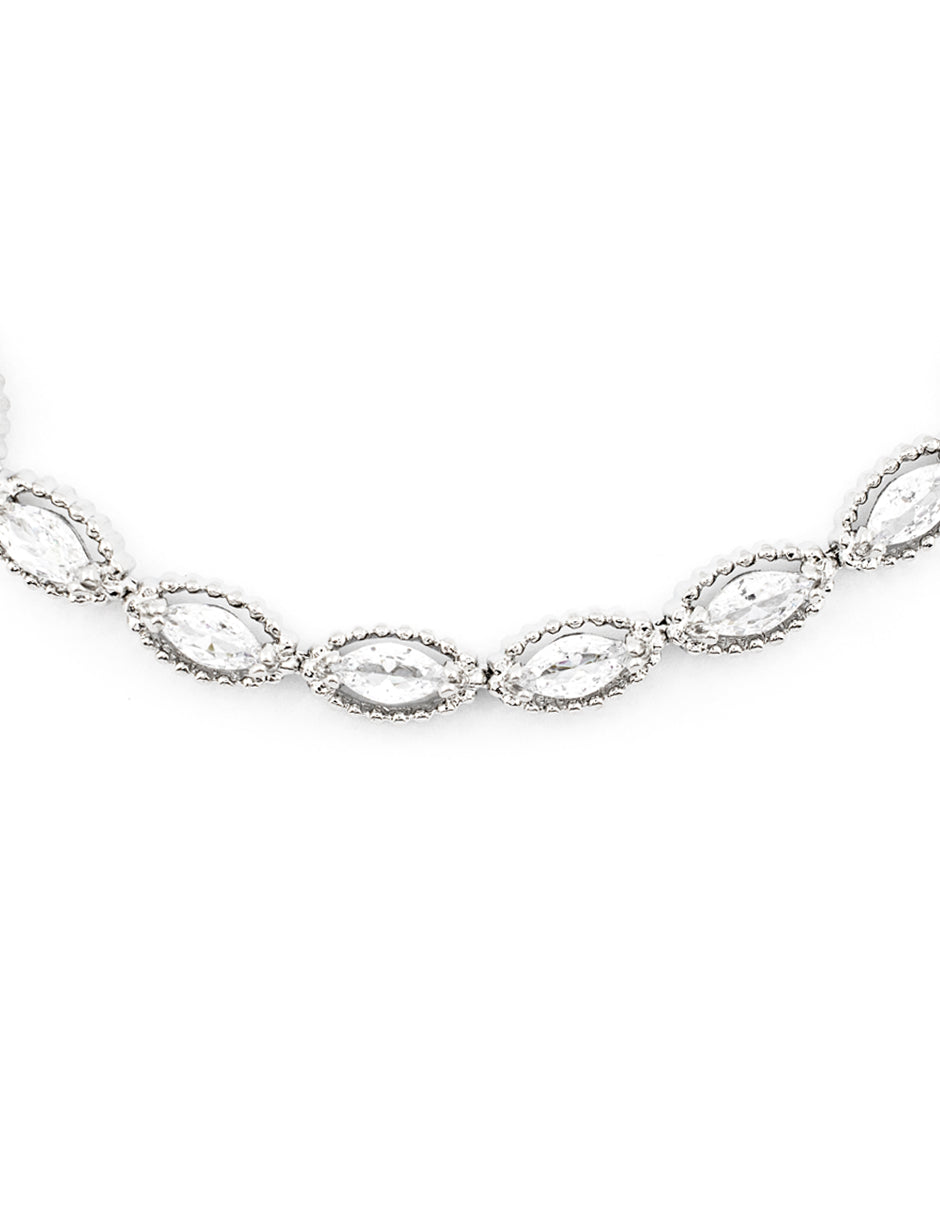 Pulsera con Zirconia Rombos Baño de Rodio