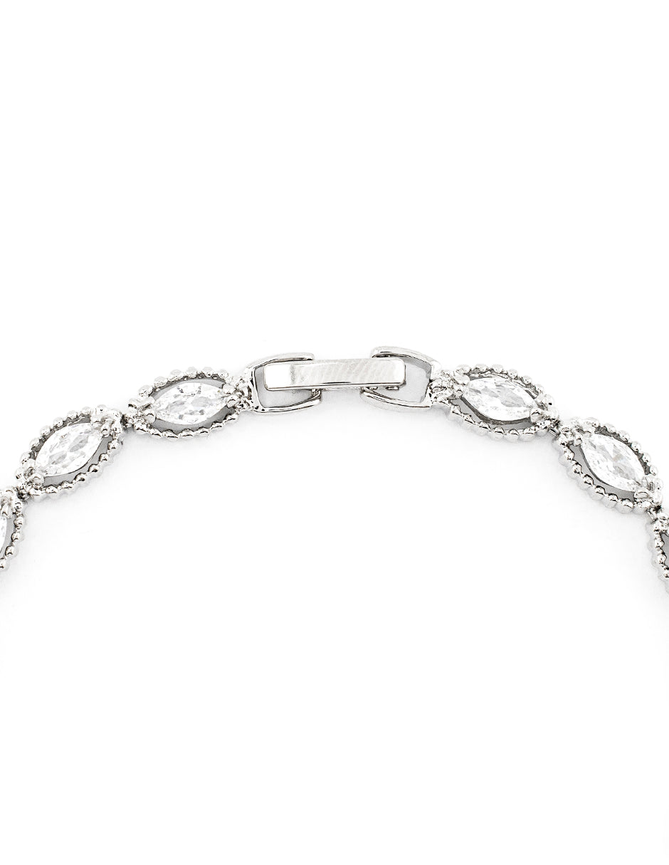 Pulsera con Zirconia Rombos Baño de Rodio