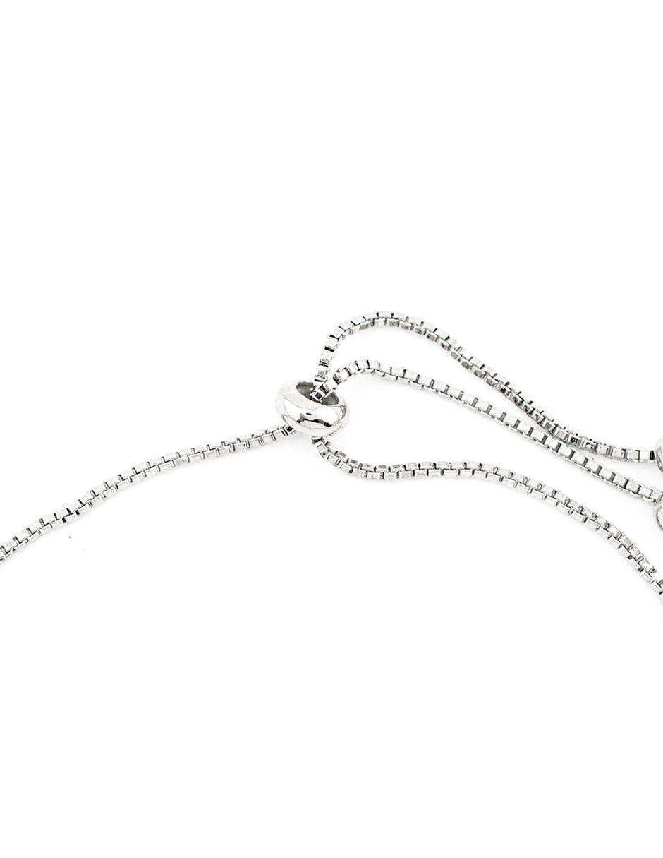 Pulsera Ajustable Zirconias Circulares Baño de Rodio