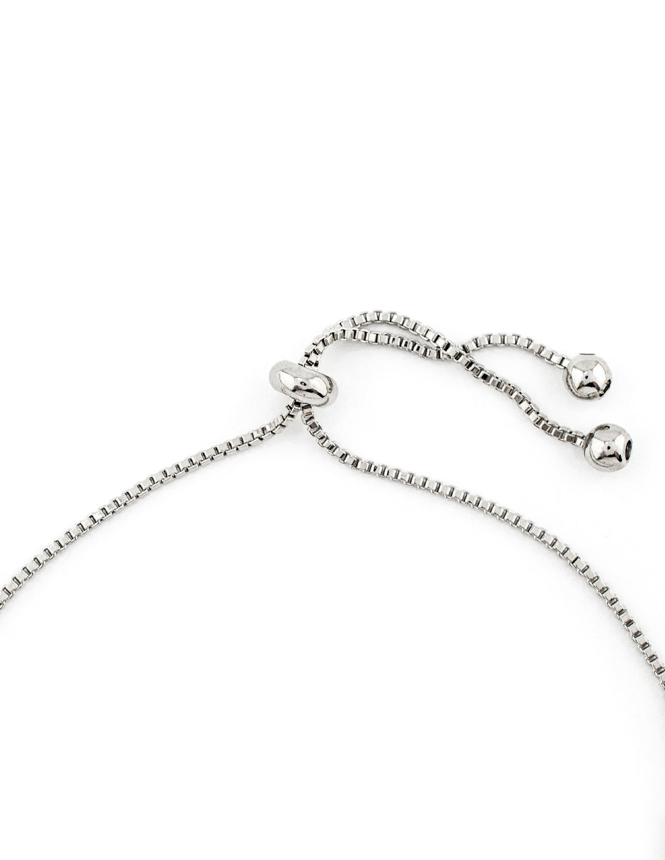 Pulsera Ajustable con Zirconias Circulares Baño de Rodio