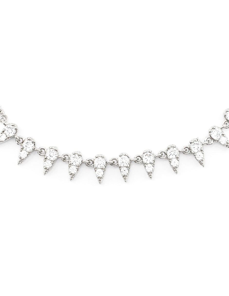 Pulsera Ajustables Espinas con Zirconias Circulares Baño de Rodio