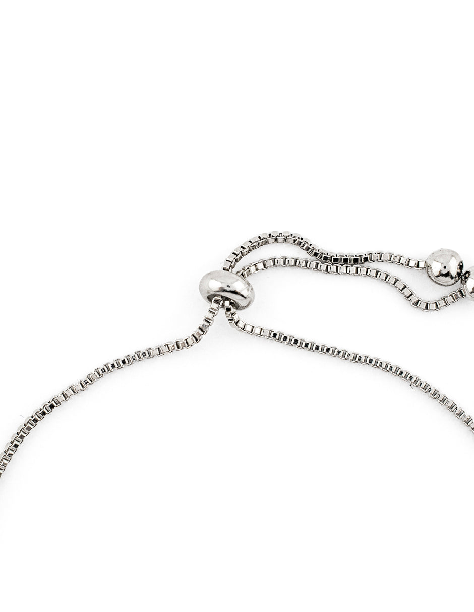 Pulsera Ajustables Espinas con Zirconias Circulares Baño de Rodio