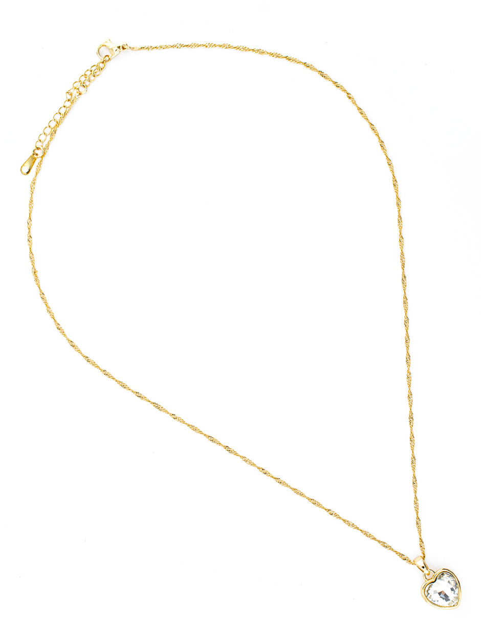 Set Corte Corazón Zirconia en Baño de Oro
