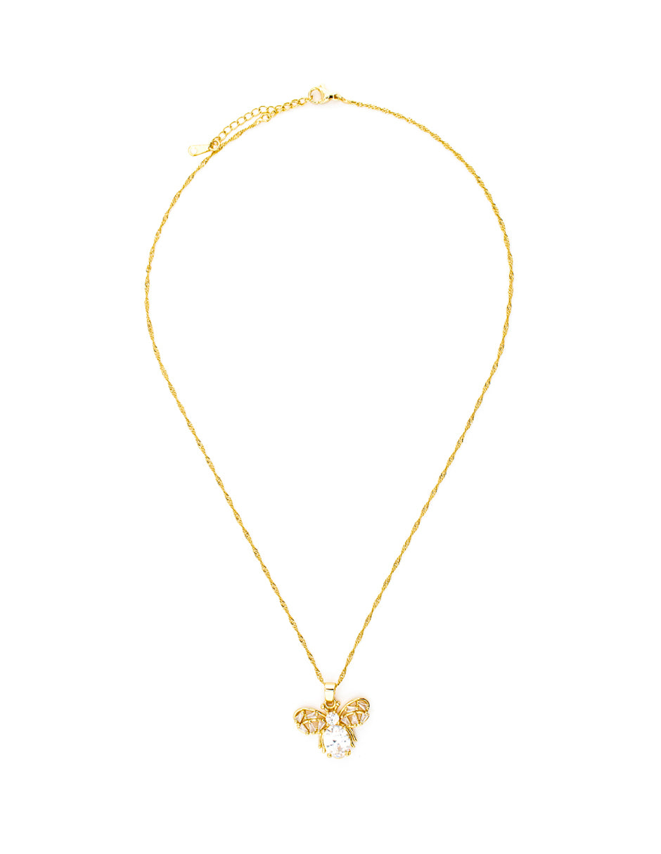 Set Abeja Zirconia en Baño de Oro