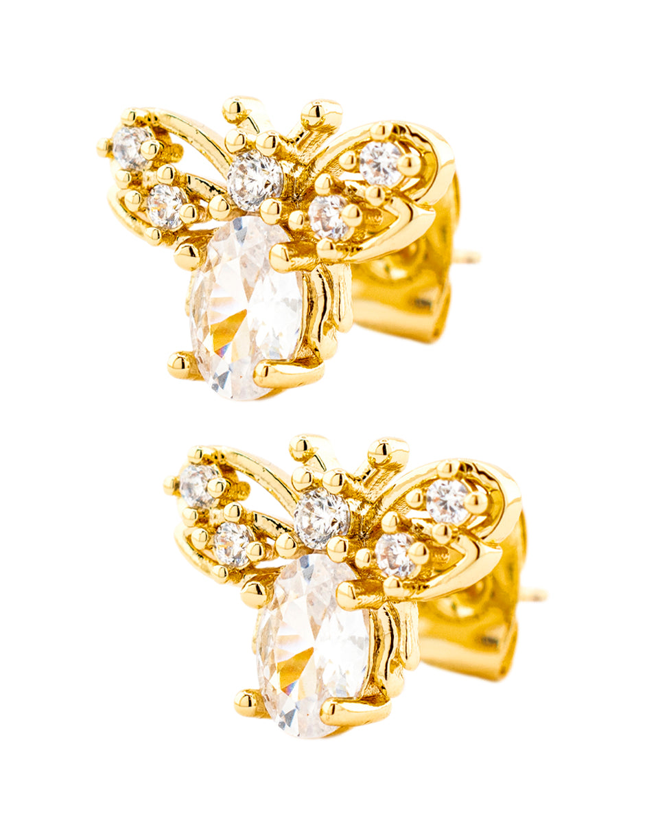 Set Abeja Zirconia en Baño de Oro