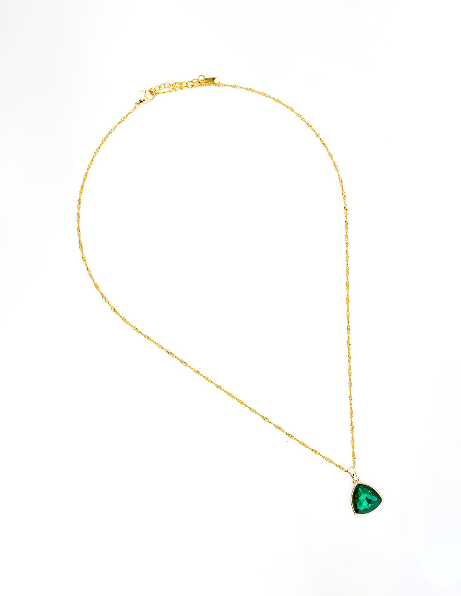 Set Corte Trillon Zirconia Verde Esmeralda en Baño de Oro