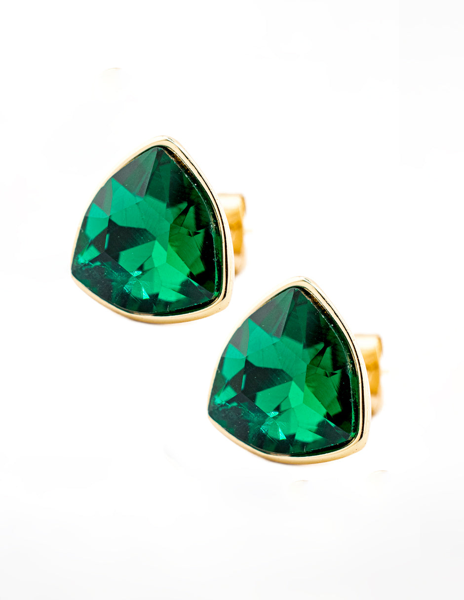 Set Corte Trillon Zirconia Verde Esmeralda en Baño de Oro