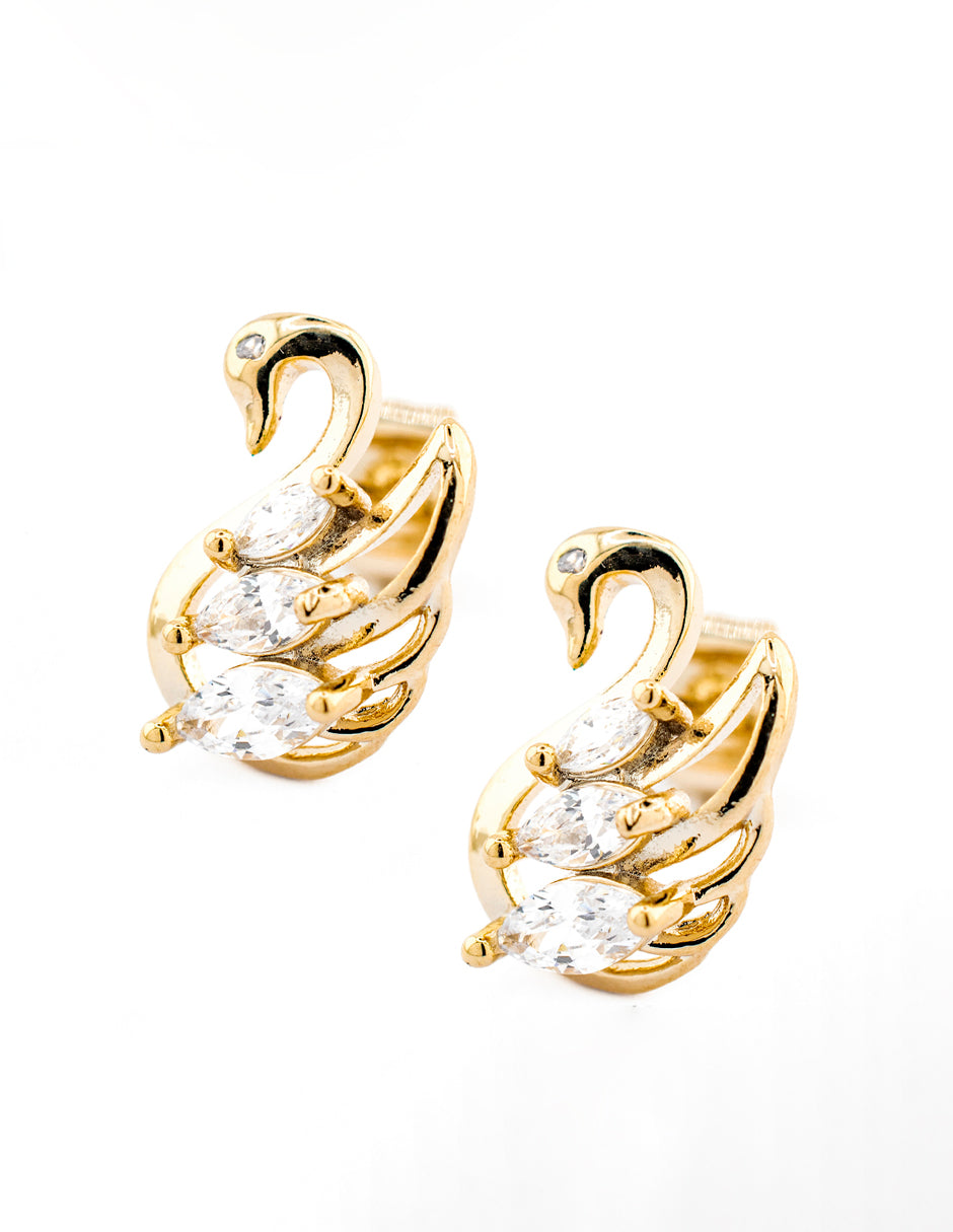 Set Cisne Zirconia en Baño de Oro