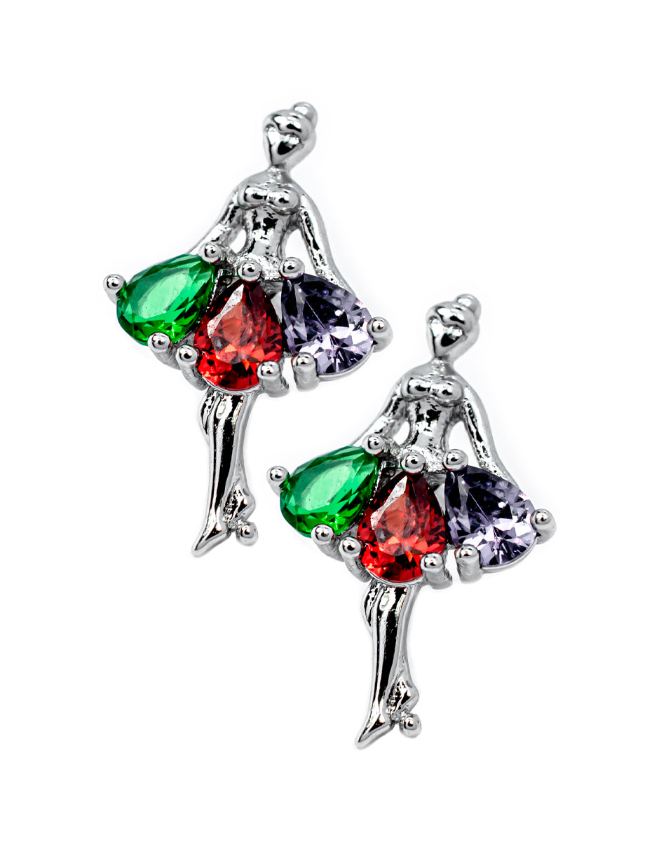 Broquel de Bailarina Colores en Baño de Rodio