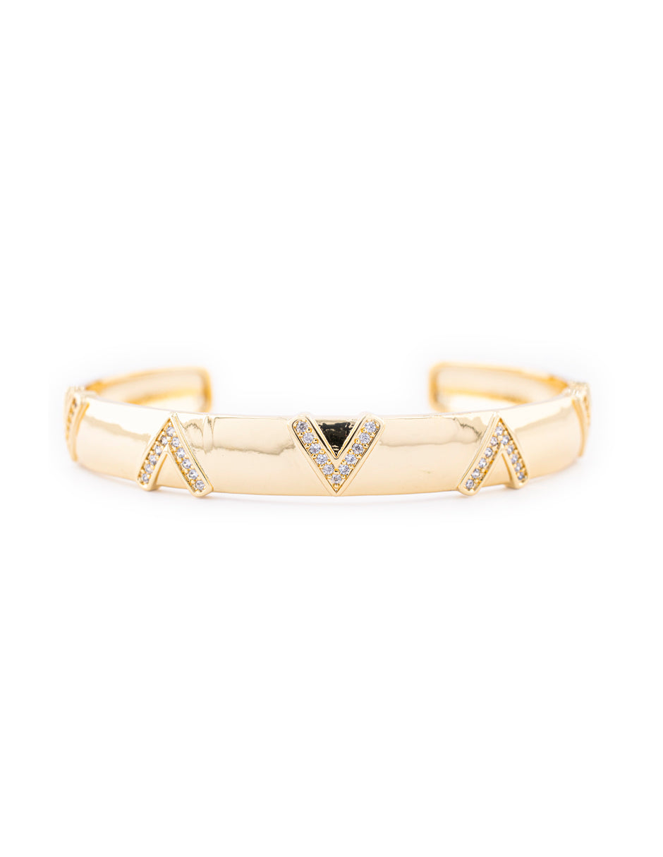 Brazalete Zirconia en Baño de Oro