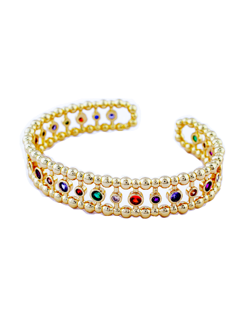 Brazalete Zirconia Colores en Baño de Oro