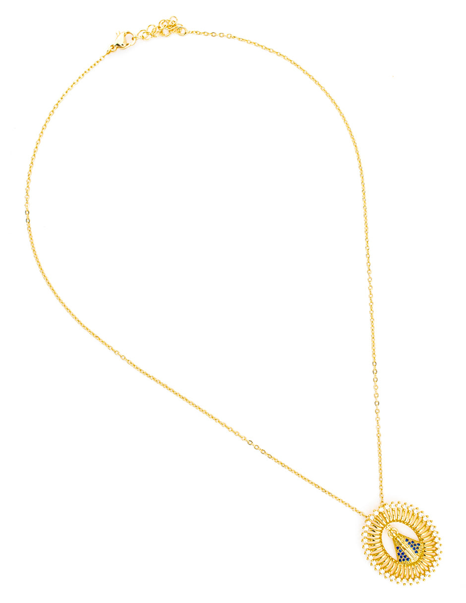 Medalla Virgen Cihualpilli Baño de Oro con Zirconia
