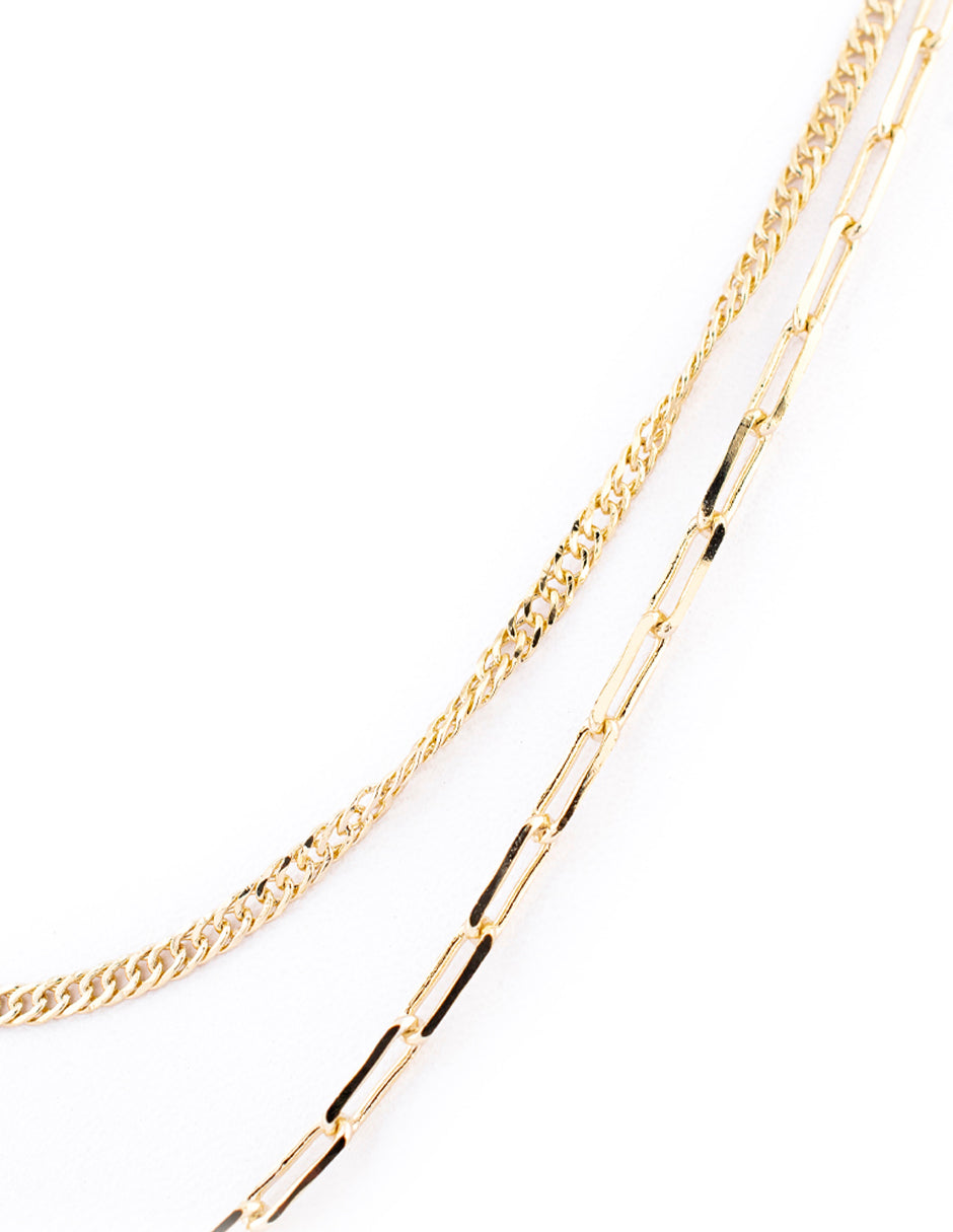 Collar Largo Doble en Baño de Oro