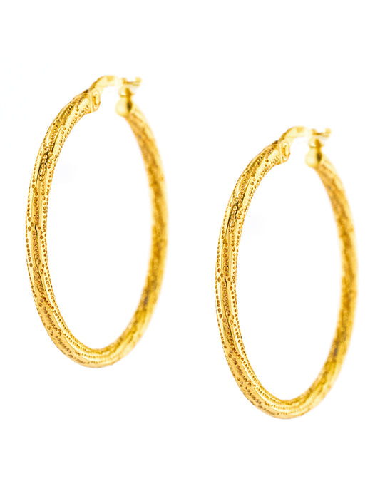 Arracada Cincelada en Oro 14k