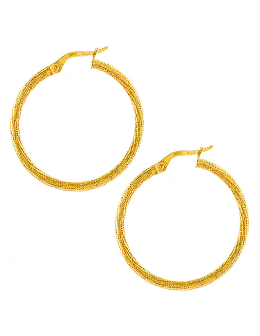 Arracada Cincelada en Oro 14k