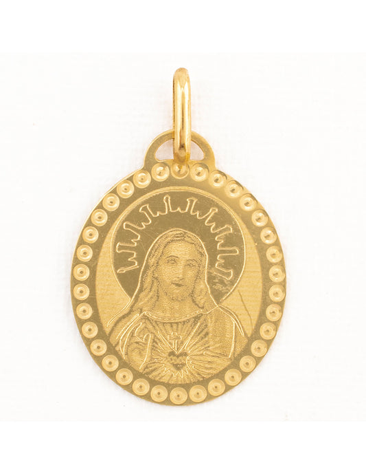 Medalla Grabada Sagrado Corazón de Jesús en Oro 10k