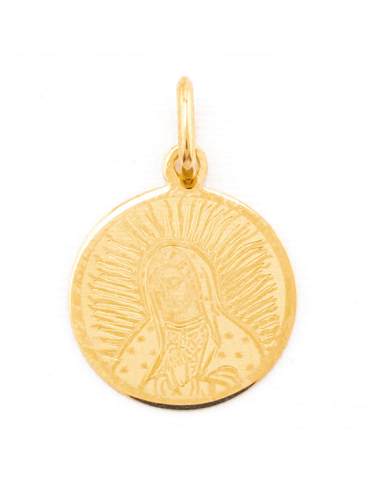 Medalla Grabada Busto Virgen de Guadalupe en Oro 10k