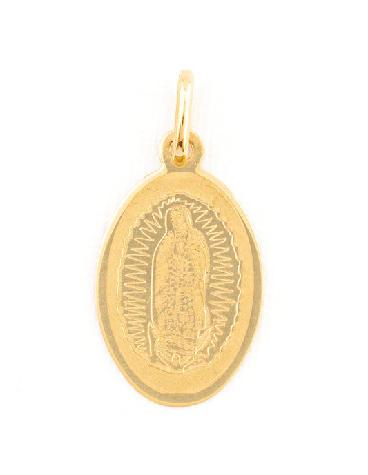 Medalla Ovalada Grabada Virgen de Guadalupe en Oro 10k