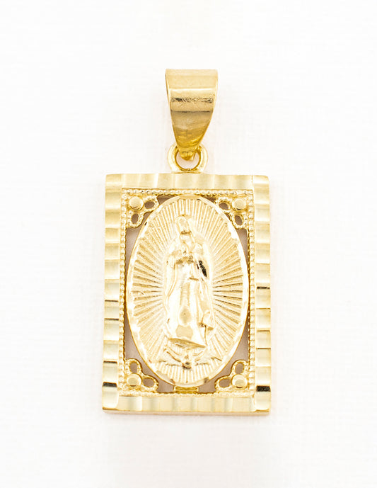 Medalla Cincelada Virgen de Guadalupe Oro 14k