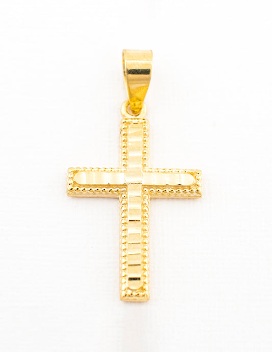Dije Cruz Detalles Cincelados en Oro 14k