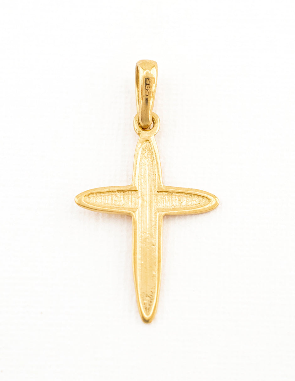 Dije Cruz Biselado en Oro 14k