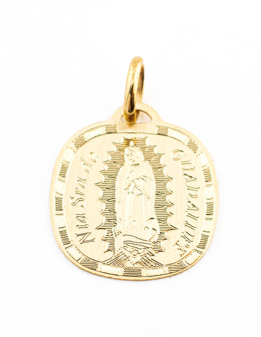 Medalla Virgen de Guadalupe Grabado Oro 14k
