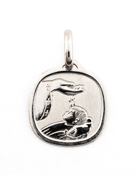 Medalla Espíritu Santo en Oro Blanco 14k
